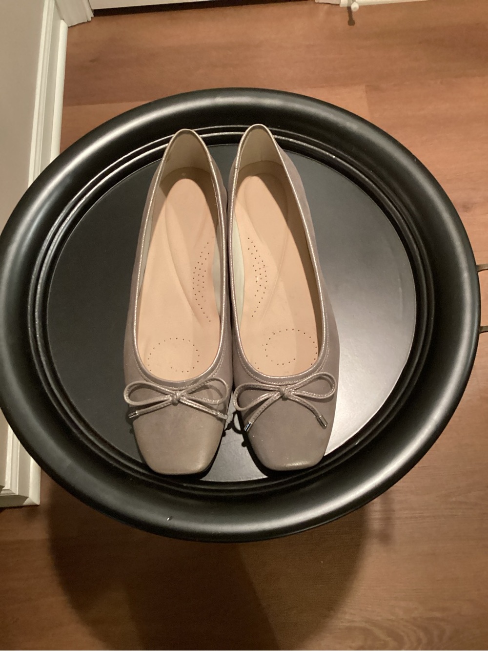 Clarks Silver Metallic Bow Ballet Flats